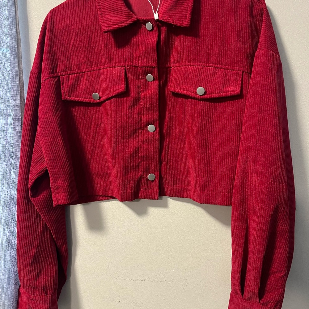 SHEIN Burgundy Corduroy Jacket